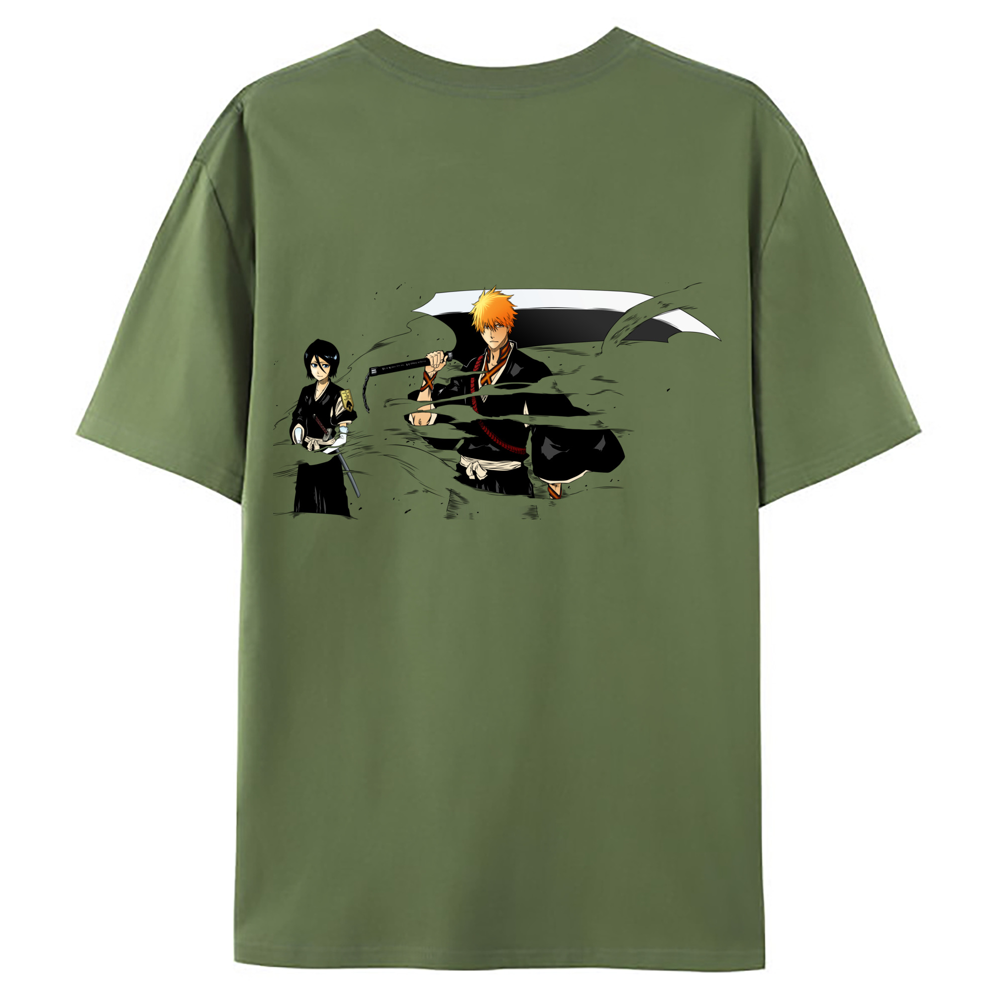 （画像用） ブリーチ 黒崎一護（くろさき いちご）BLEACH Kurosaki Ichigo 綿100％ メンズ半袖Tシャツ（バックプリント） 通気性